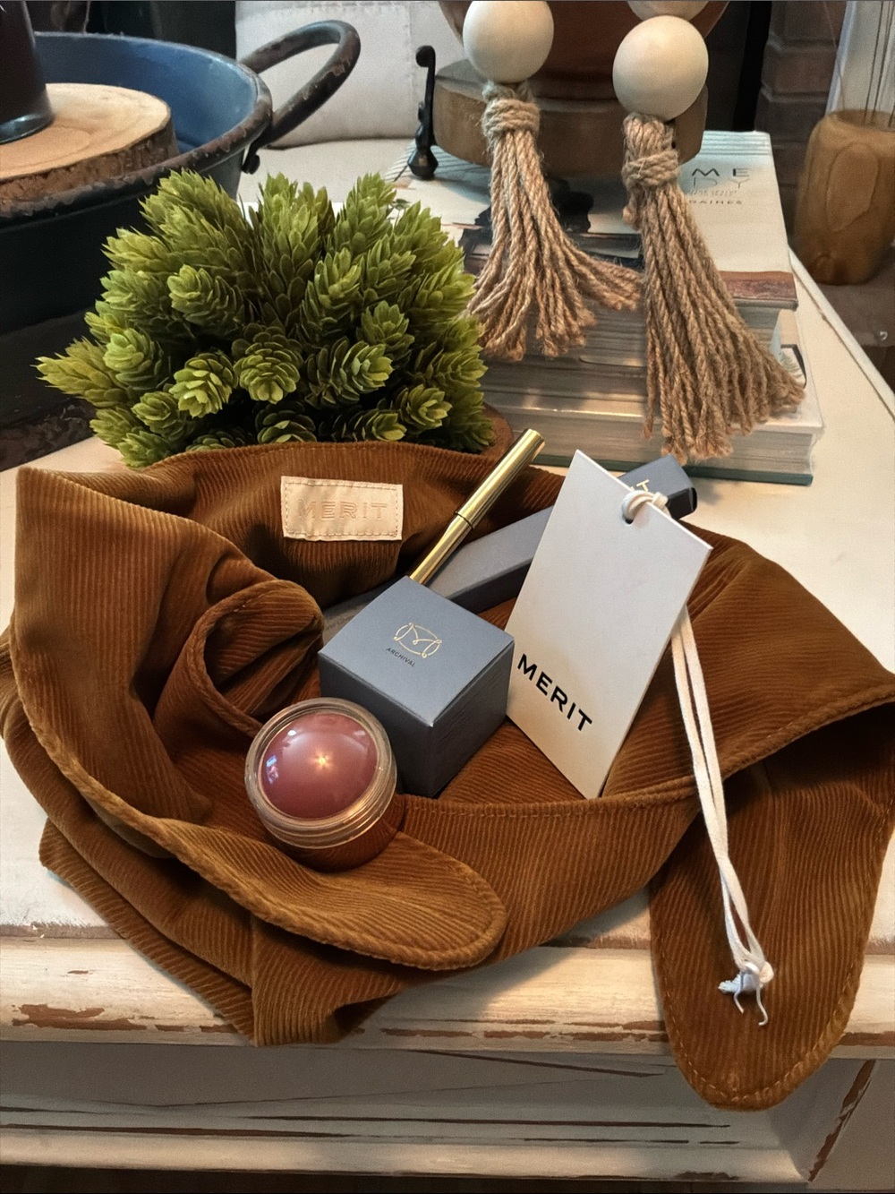 MERIT Makeup Set in Brown & Gold NWT